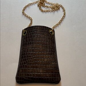 NWOT. Leather crossbody cellphone bag.